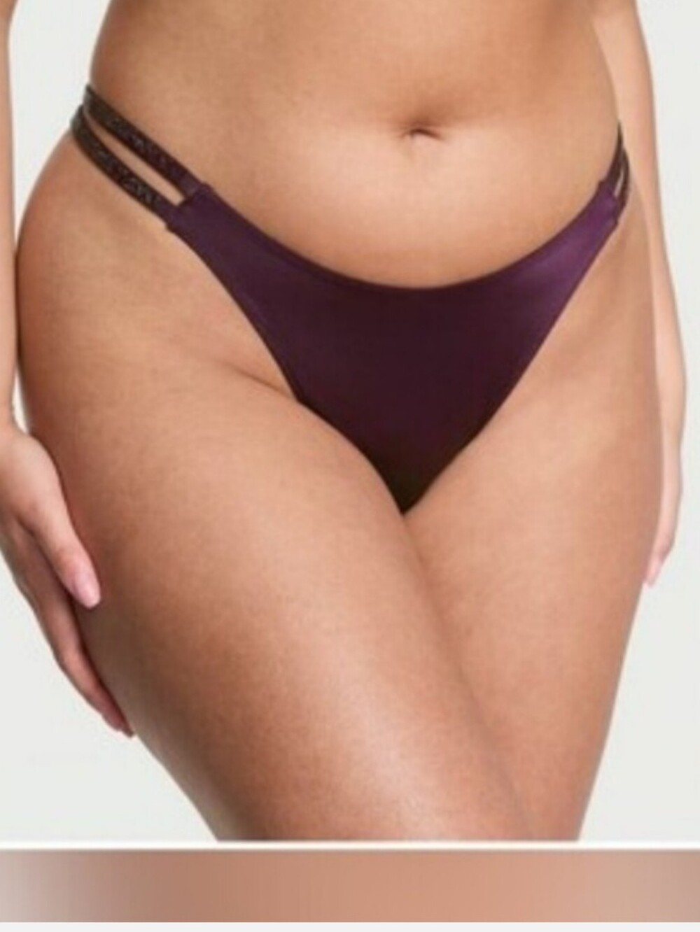 Victoria's secret very sexy double shine strap smooth thong panty WINTER WINE XS